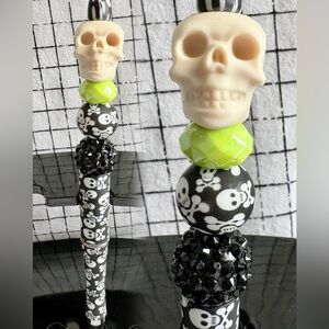 Skull and Crossbones Custom Beaded Ink Writing Pen